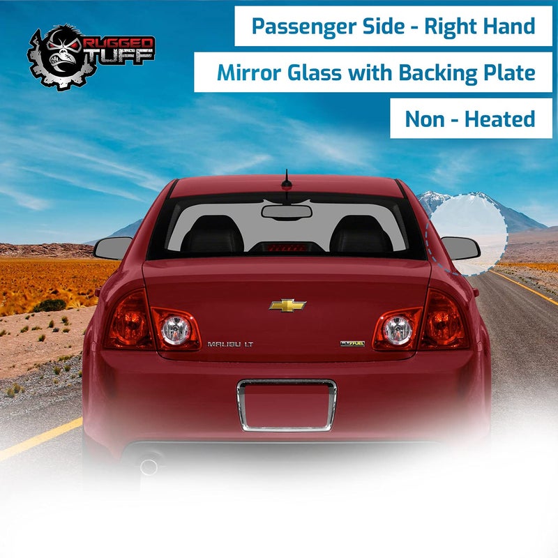 Rugged TUFF Passenger Side Mirror Glass Assembly For 2008 2009 2010 2011 2012 Chevy Malibu Compatible With 07 08 09 Saturn Aura Right Convex Non-Heated 5902388 GM1325120 1325120 56054 - Image 5